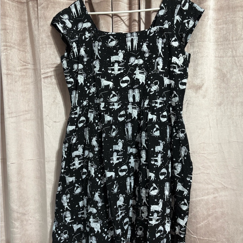 Mata Traders Black and White Zodiac Print Dress